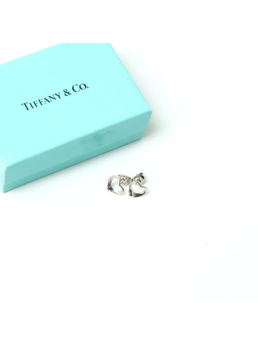 Tiffany & Co Vintage Open Heart Stud Earrings Elsa Peretti 925 Sterling Silver